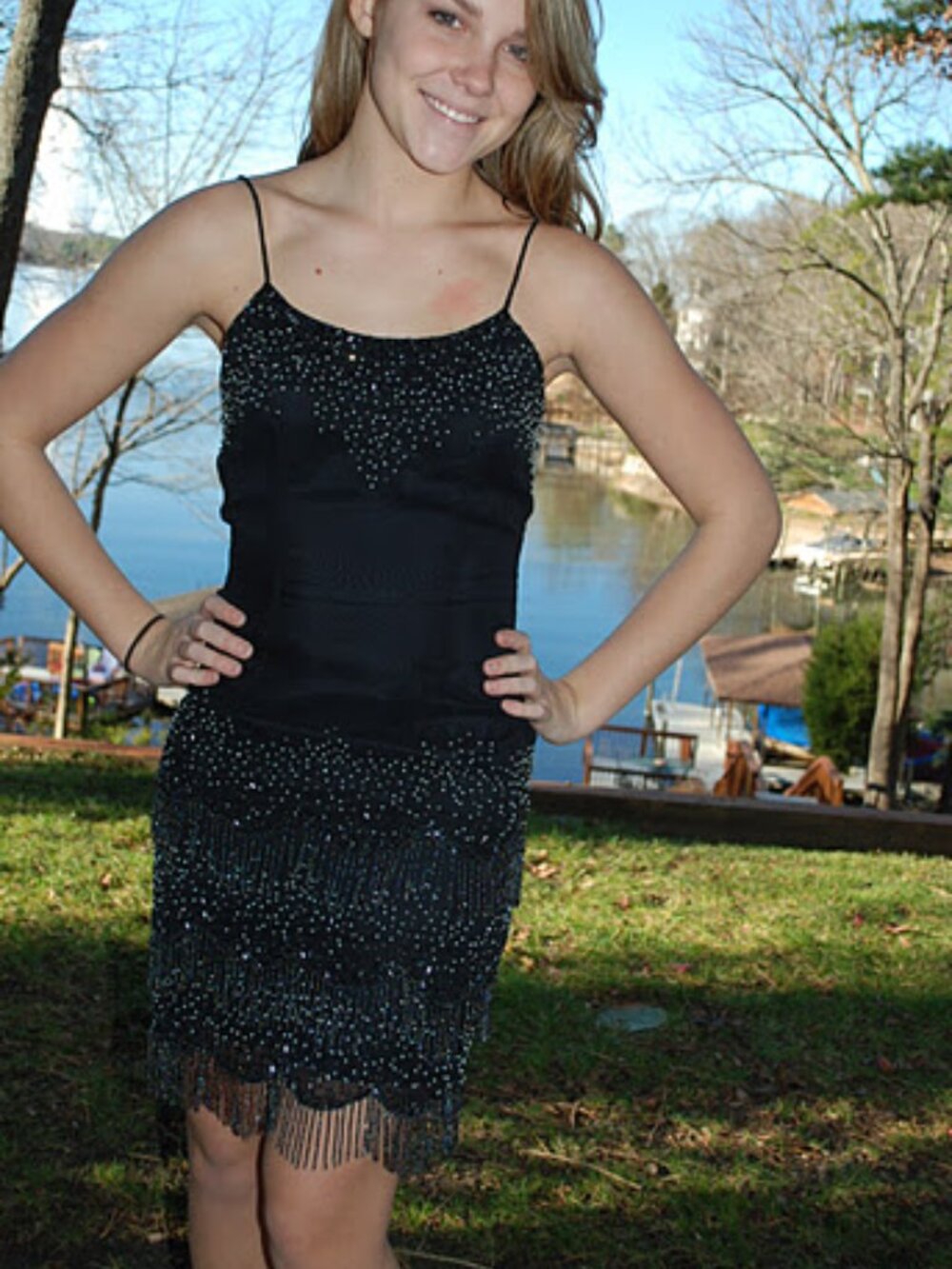 Cassandra Rose beaded black cocktail dress size 4 Pageant dress Homecoming Dress